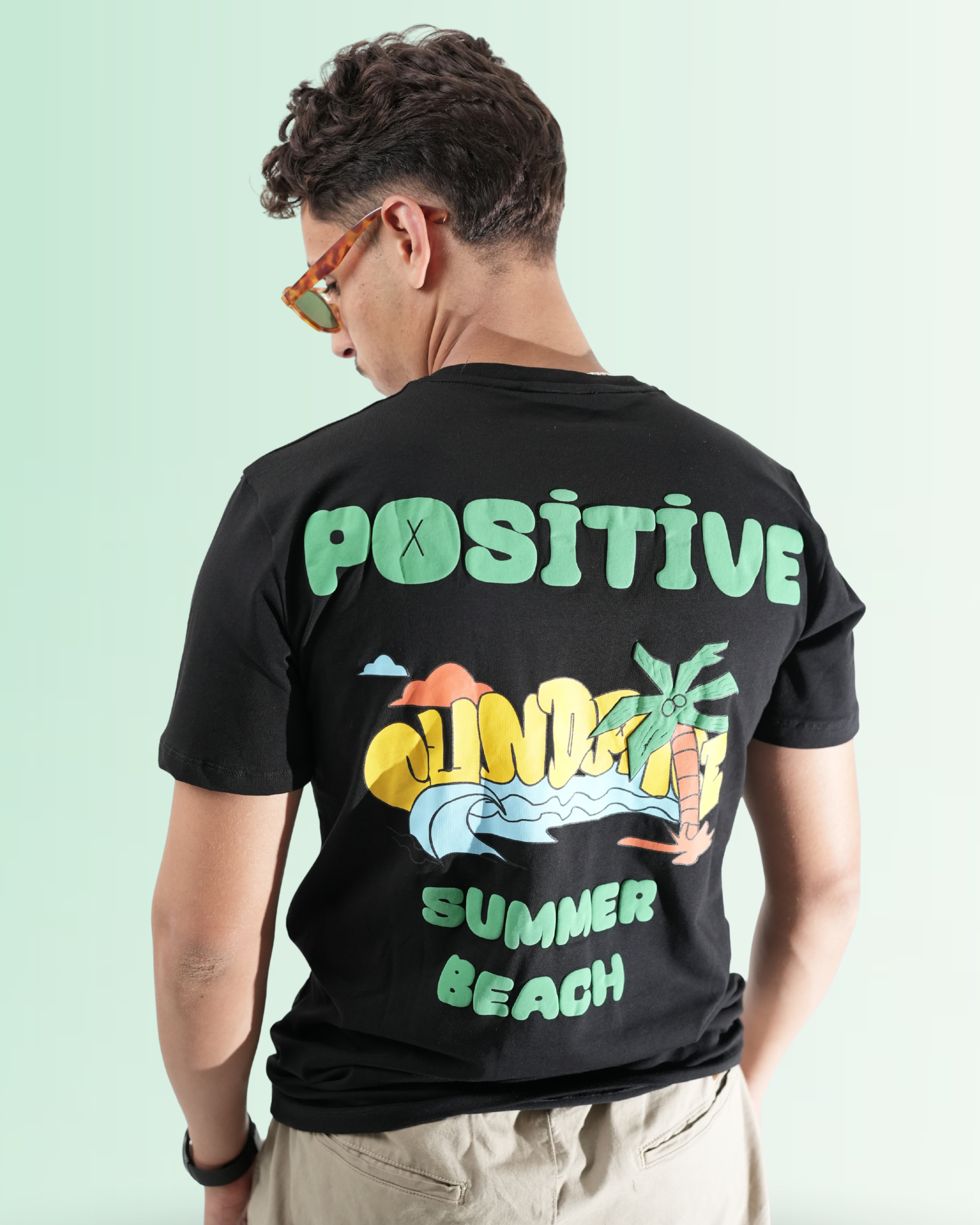 Simple Black Sweater with “Positive” Print