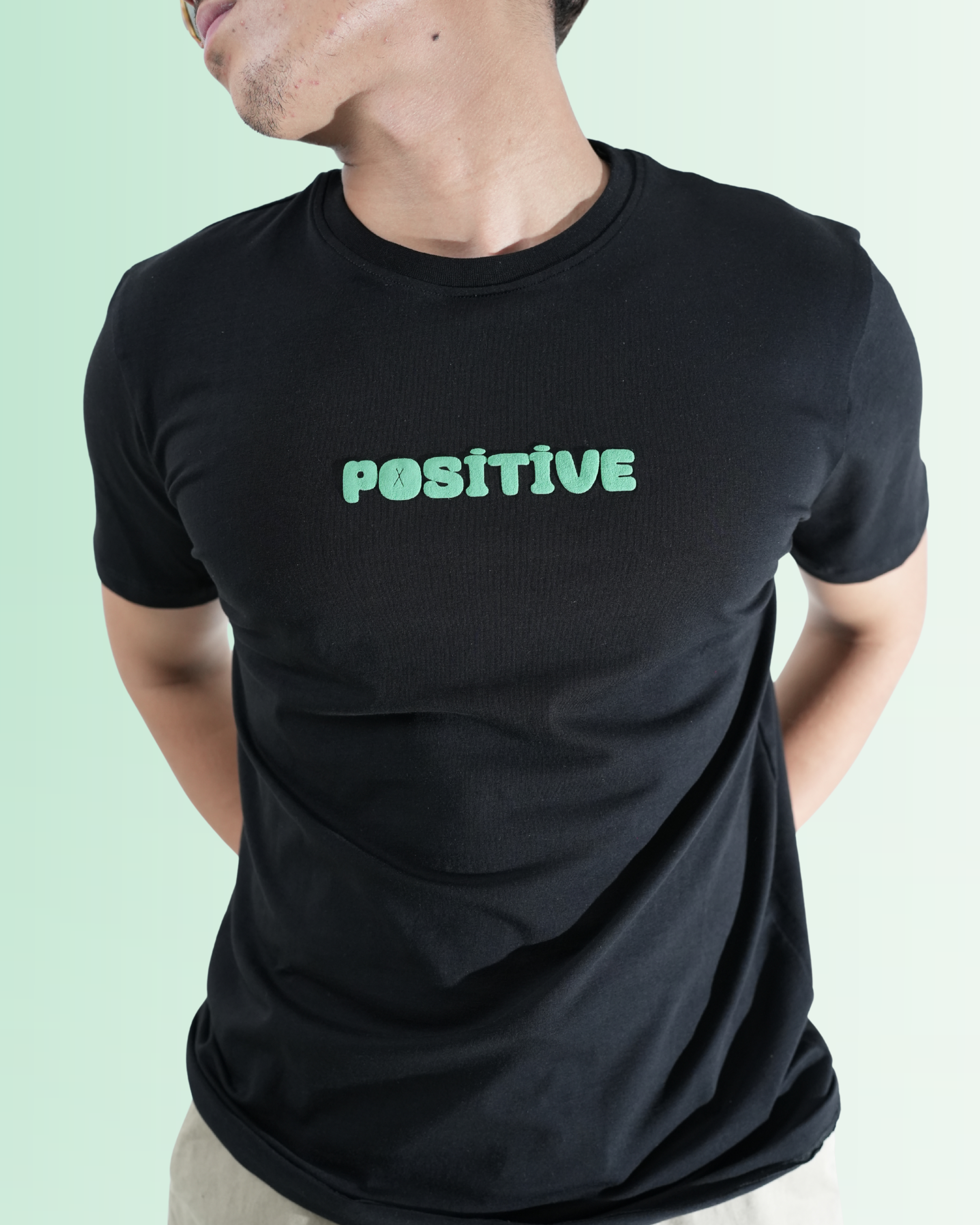 Simple Black Sweater with “Positive” Print
