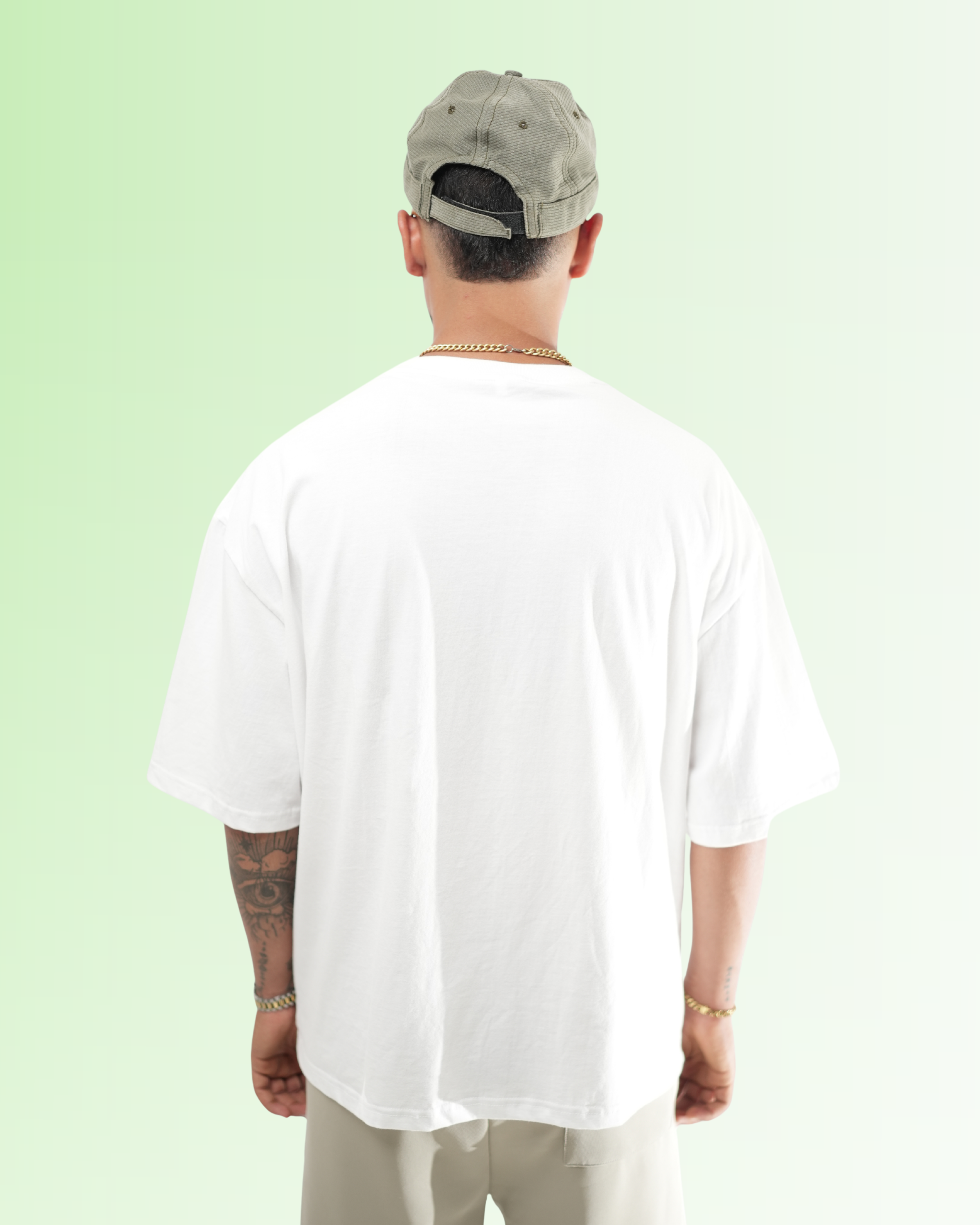 Men’s Oversized White T-Shirt & Beige Shorts Set
