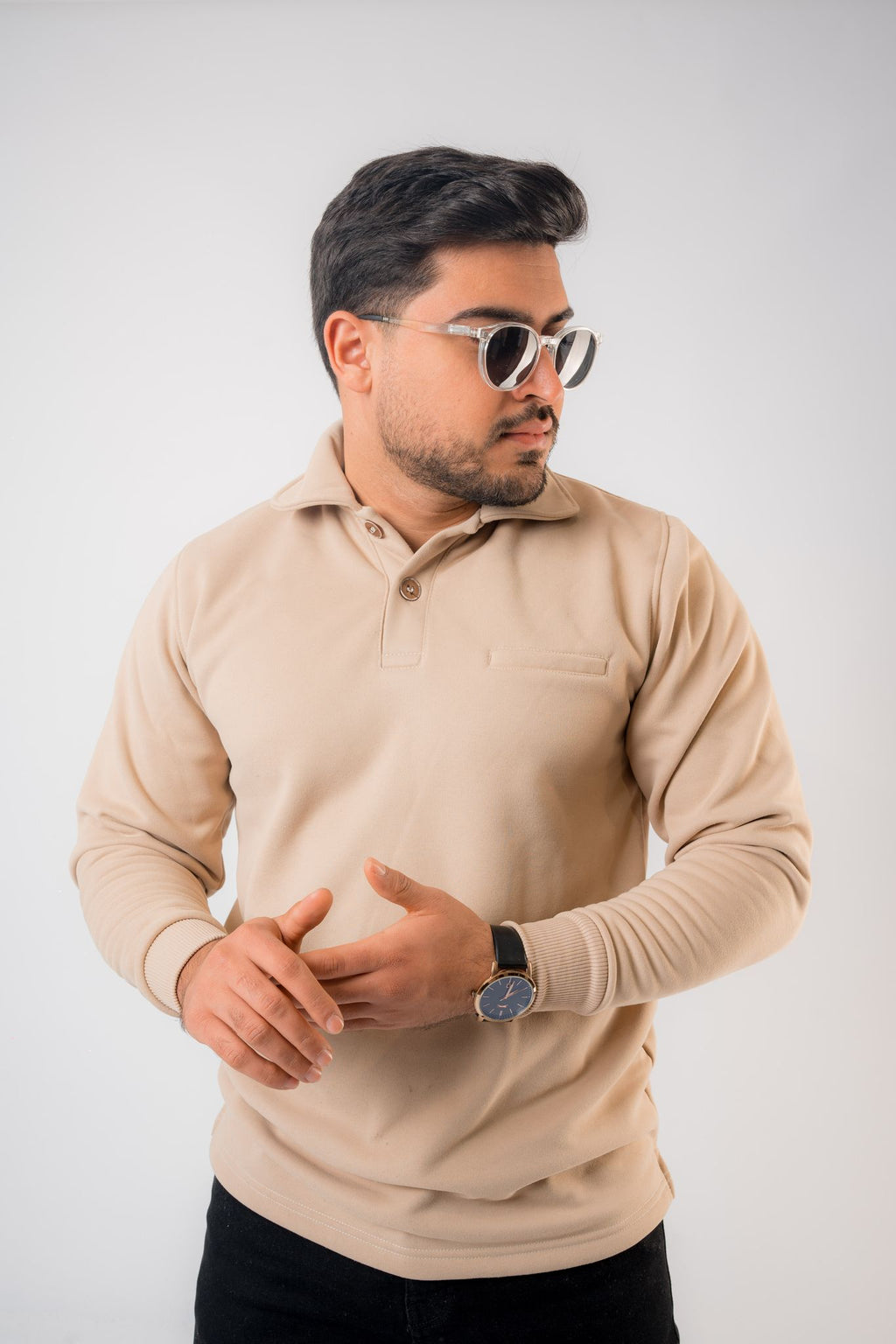Men’s Beige Polo Sweatshirt